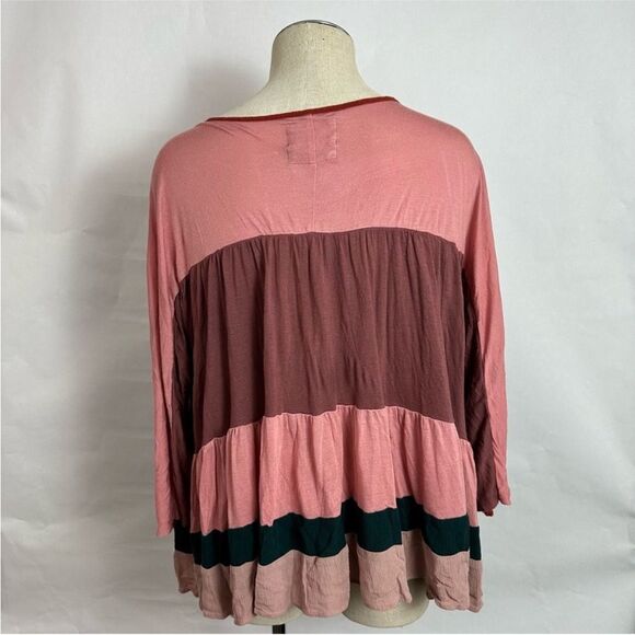 Anthro Meadow Rue Mina Color Block Ruffle Tier Top 520 - Picture 4 of 4